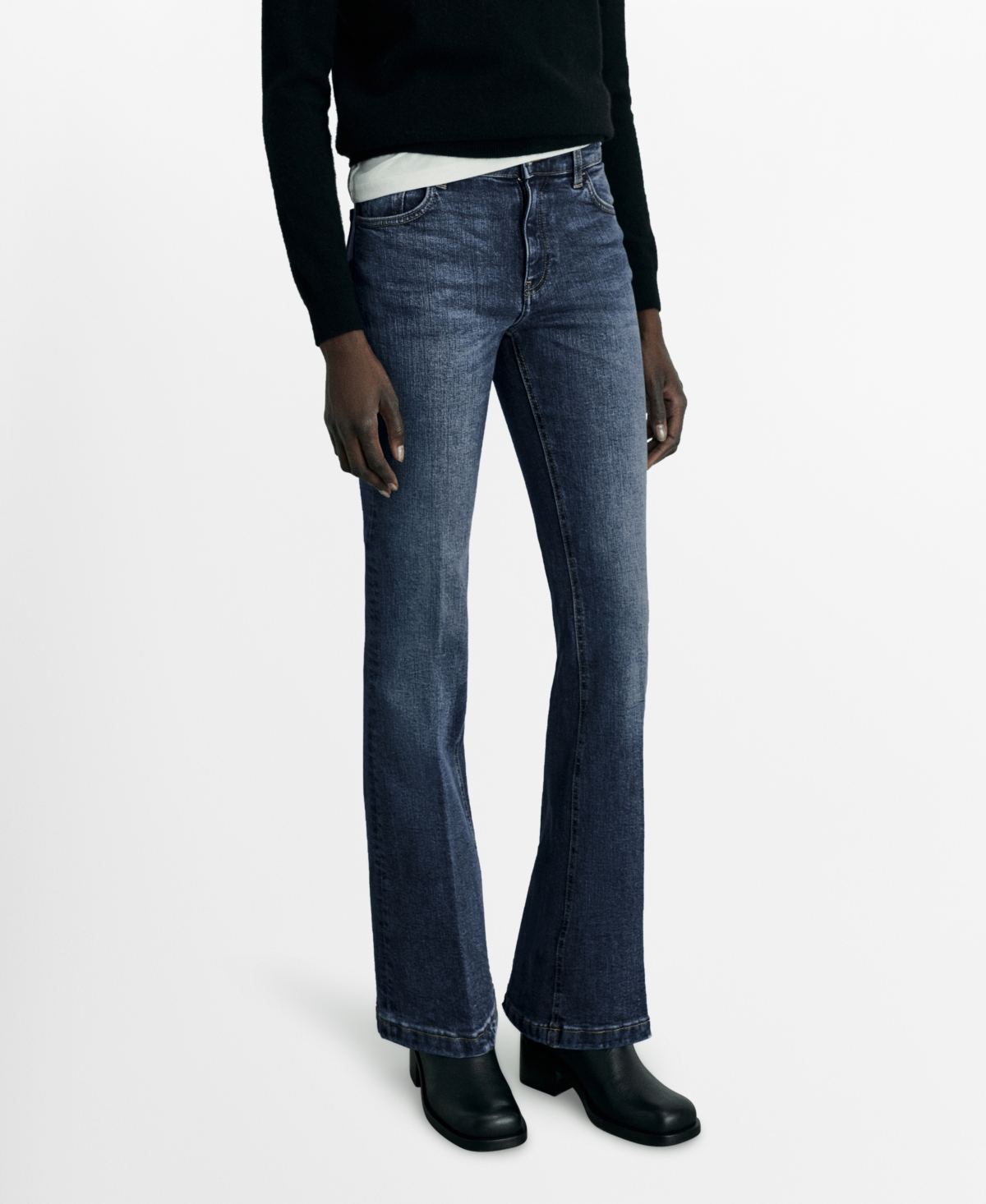 Women's Mid-Rise Flared Jeans - Dark Vintage Blue