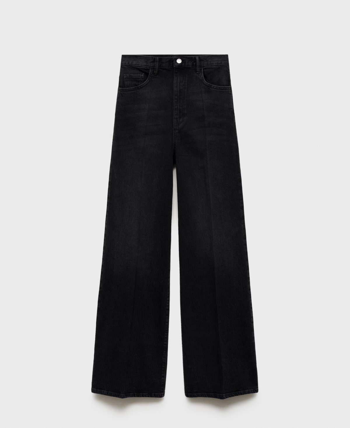 Shop Mango Women's High-waist Wide Leg Jeans In Black Denim