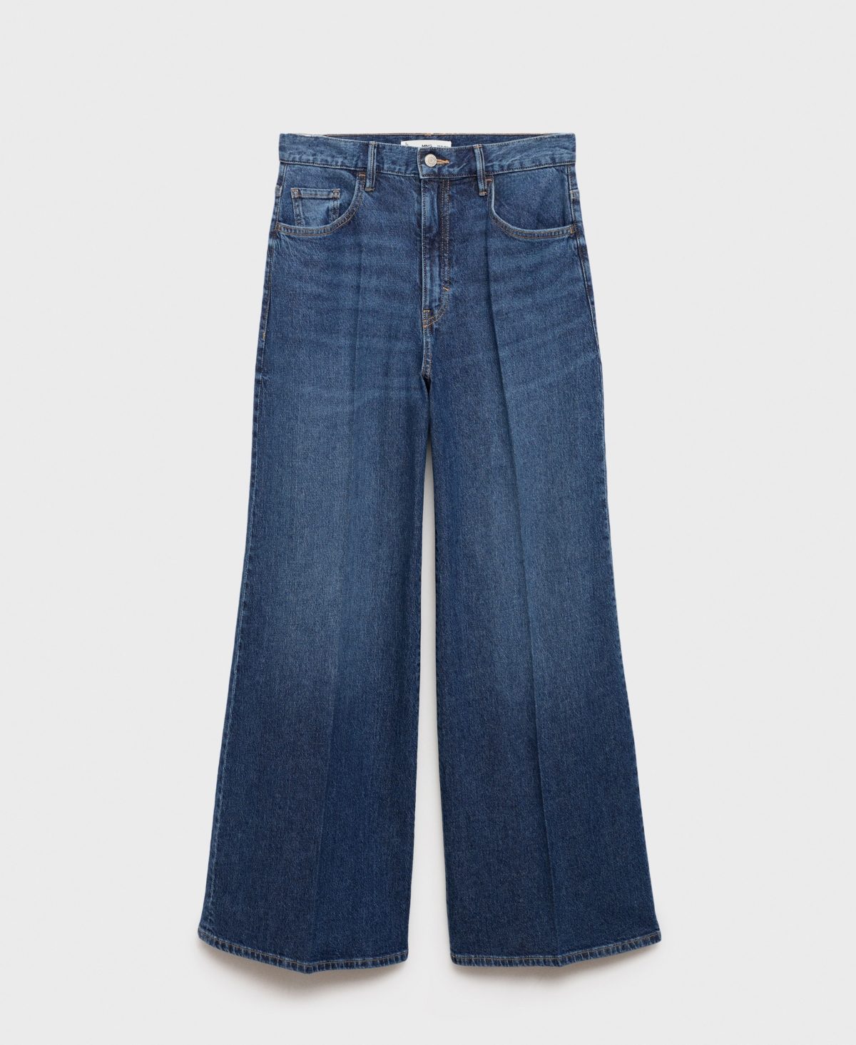 Shop Mango Women's High-waist Wide Leg Jeans In Dark Blue