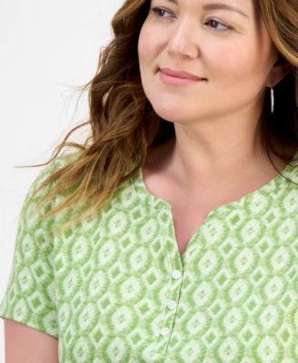 売れ筋商品|||スタイルアンドコー カットソー トップス レディース Plus Size Printed Henley T-Shirt, Exclusively at Macy's Sassy Grass Combo Style & Co Plus Size Printed Henley T-Shirt, Exclusively at