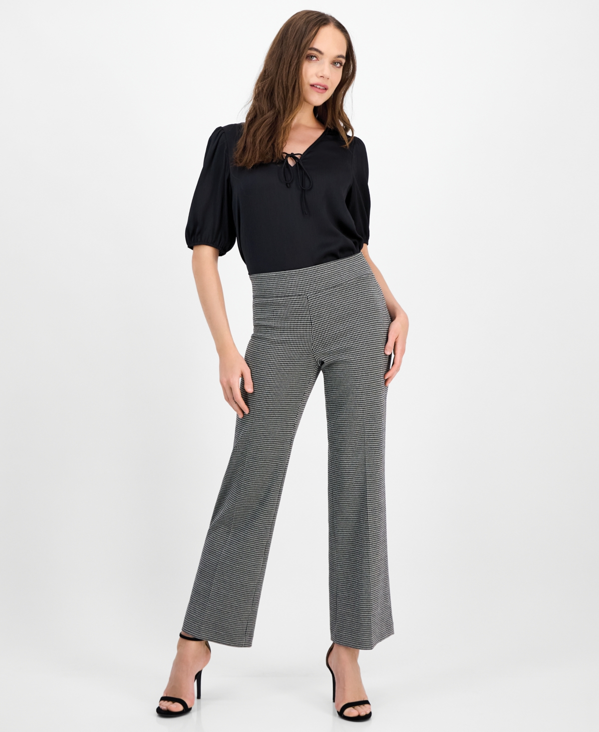 Women's Mid-Rise Pull-On Wide-Leg Pants - Anne Black Multi