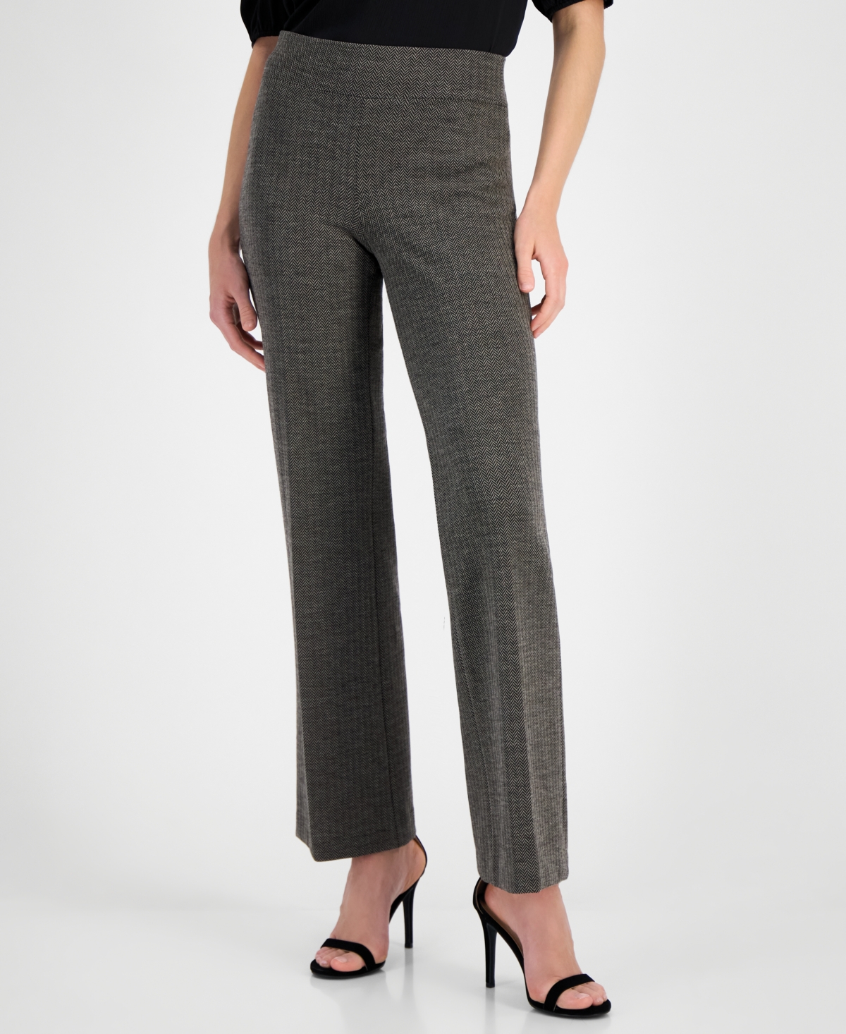 Anne Klein Women's Mid-rise Pull-on Wide-leg Pants In Multi