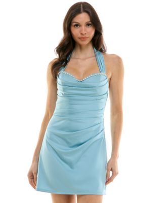 SENI & CADE - Juniors' Ruched Bodycon Halter Dress
