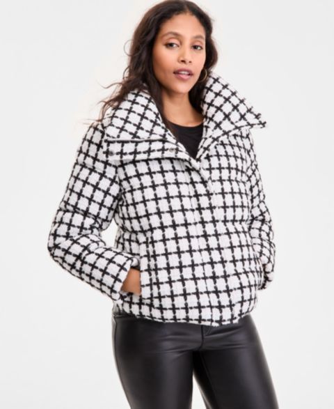 Женские куртки BCBGMAXAZRIA Women's Short Tweed Puffer Coat