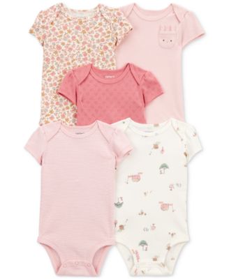 Carter's - Baby Girls Cotton Bodysuits, 5 Pack