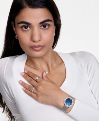 Women's Analog Silver-Tone Stainless Steel Watch, 32mm