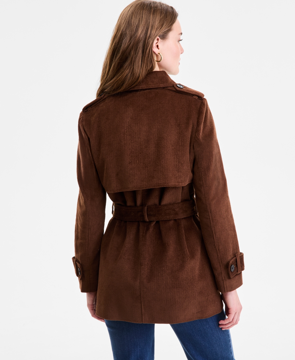 Bcbgmaxazria Women's Belted Corduroy Trench Coat In Brown
