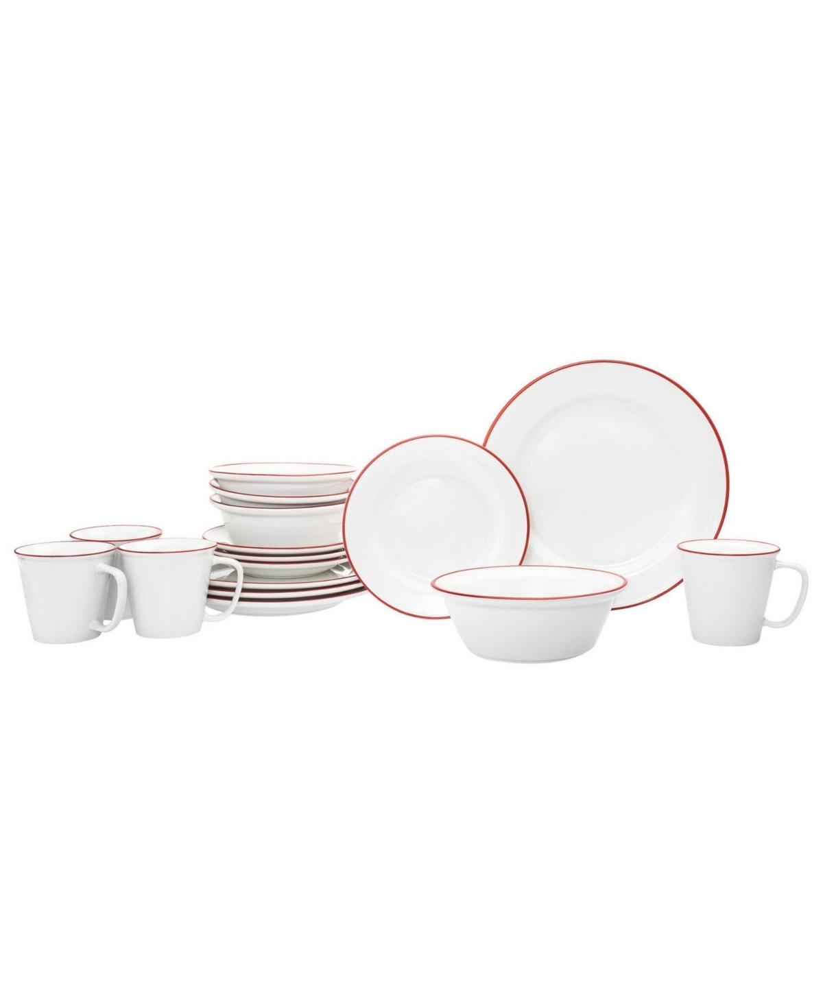 Bistro Red Band 16-pc Porcelain Dinnerware Set - White