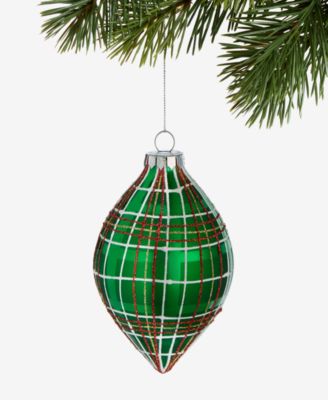 Holiday Lane - Heritage Green Plaid Drop Ornament