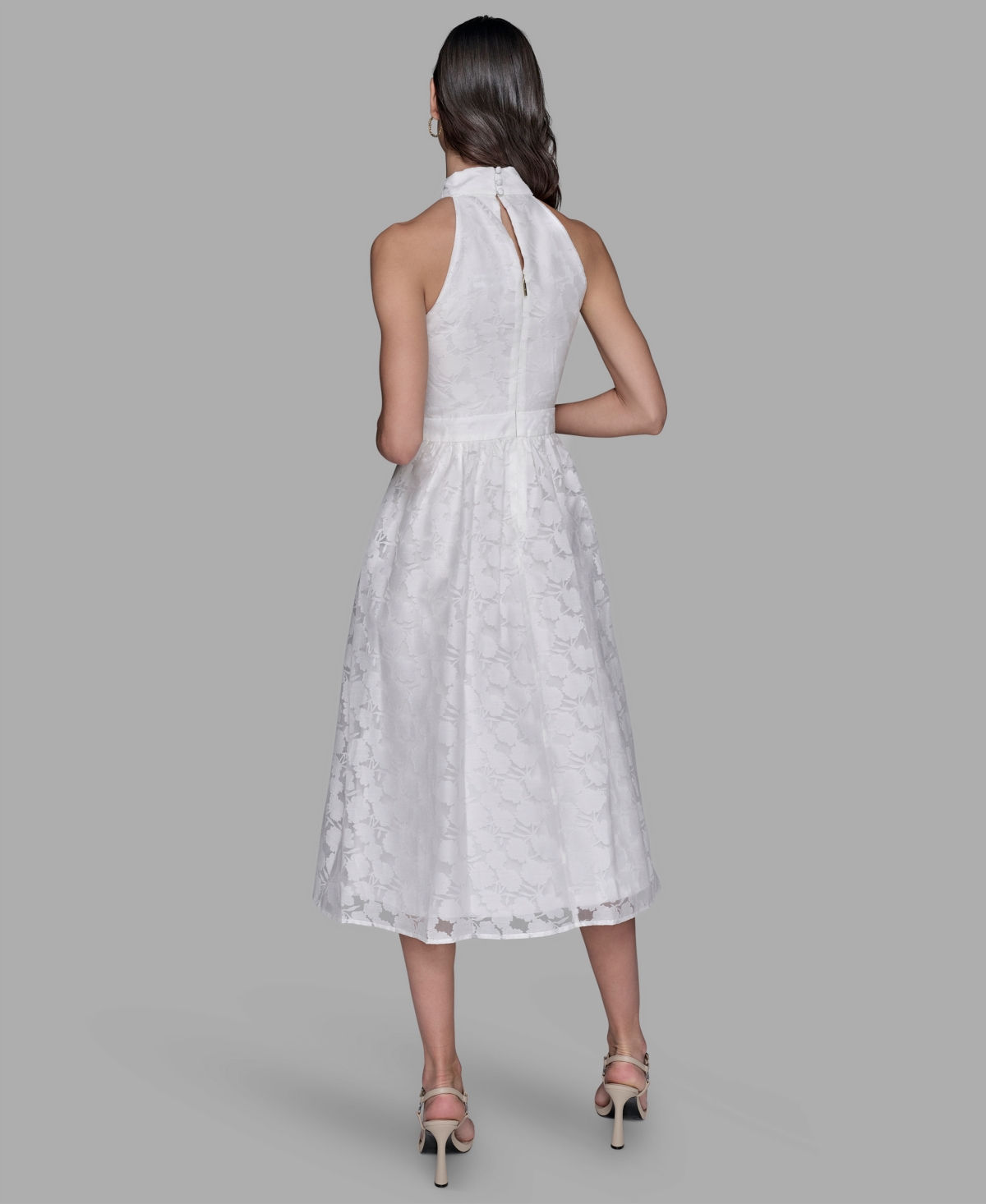 KARL LAGERFELD WOMEN'S ORGANZA BURNOUT MIDI DRESS 