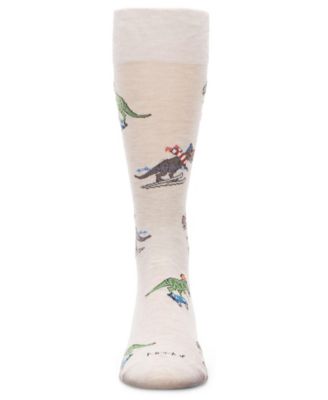Men's Skiing and Skating Dinosaurs Novelty Crew Socks
