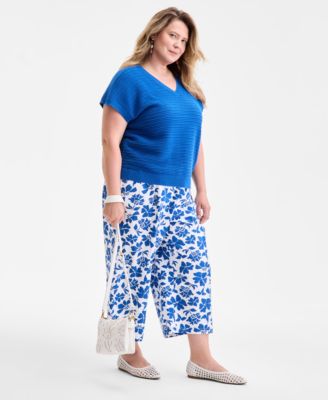 Plus Size V-Neck Dolman-Sleeve Top, Exclusively at Macy's 