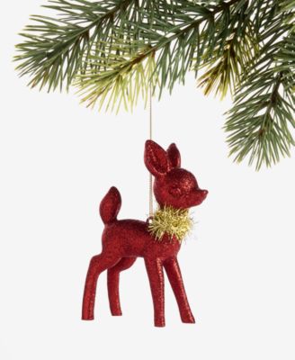 Holiday Lane - Christmas Glitters Red Deer With Scarf Ornament