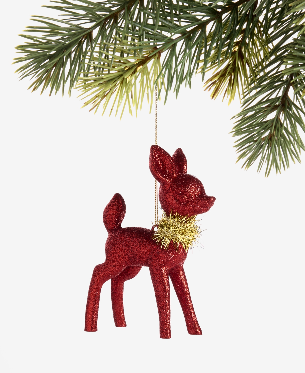 Holiday Lane Christmas Glitters Red Deer With Scarf Ornament, Macy's Exclusive In Red