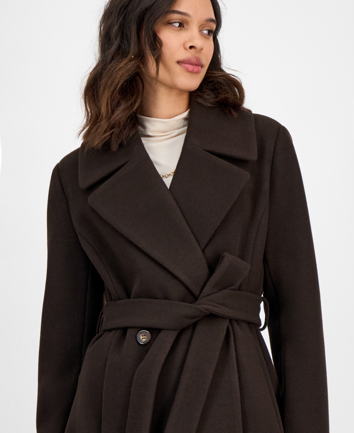 Cece Women's Single-breasted Belted Coat In Brown