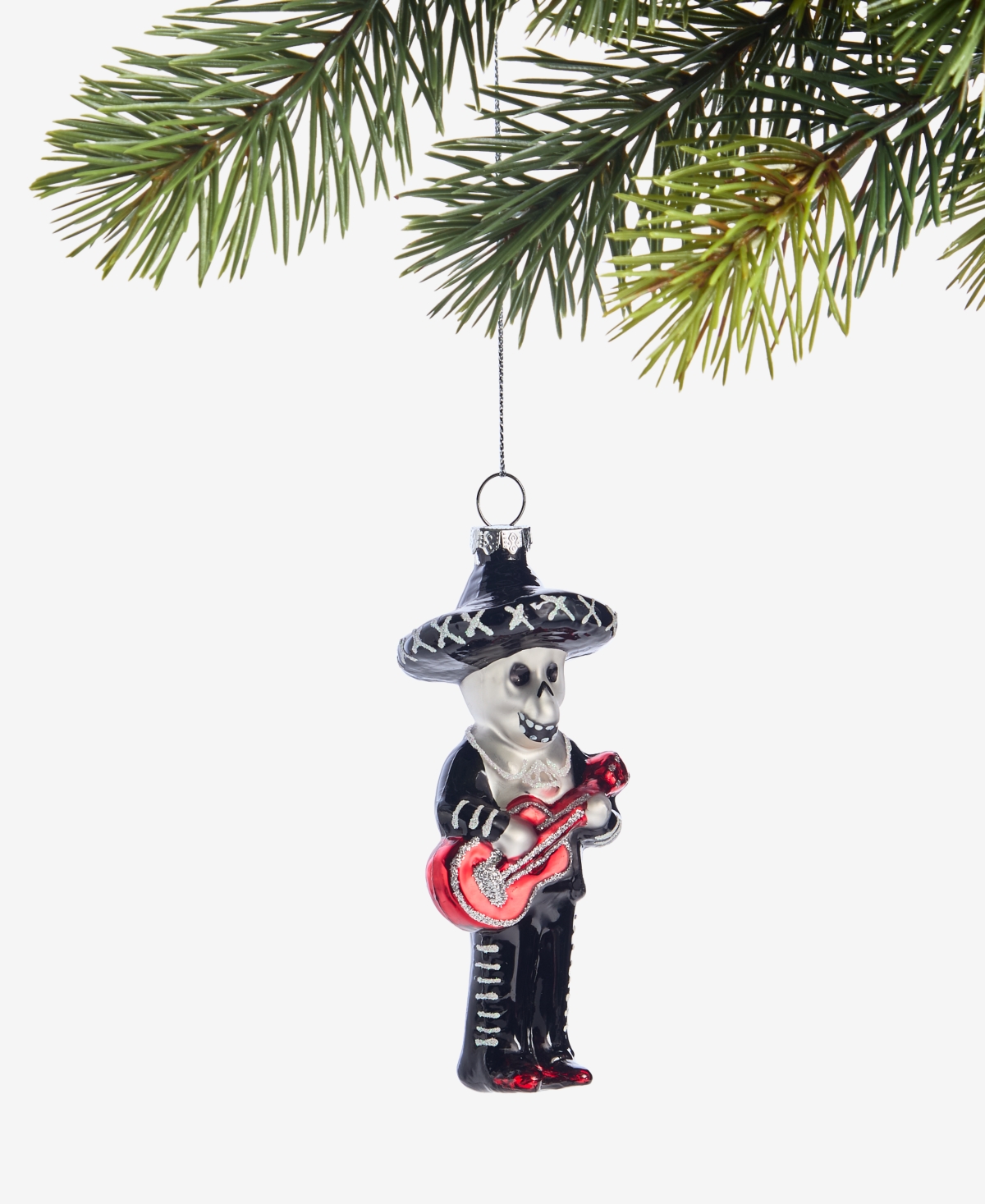 Holiday Lane Day Of The Dead Glass Skeleton Ornament, Macy's Exclusive In Multi