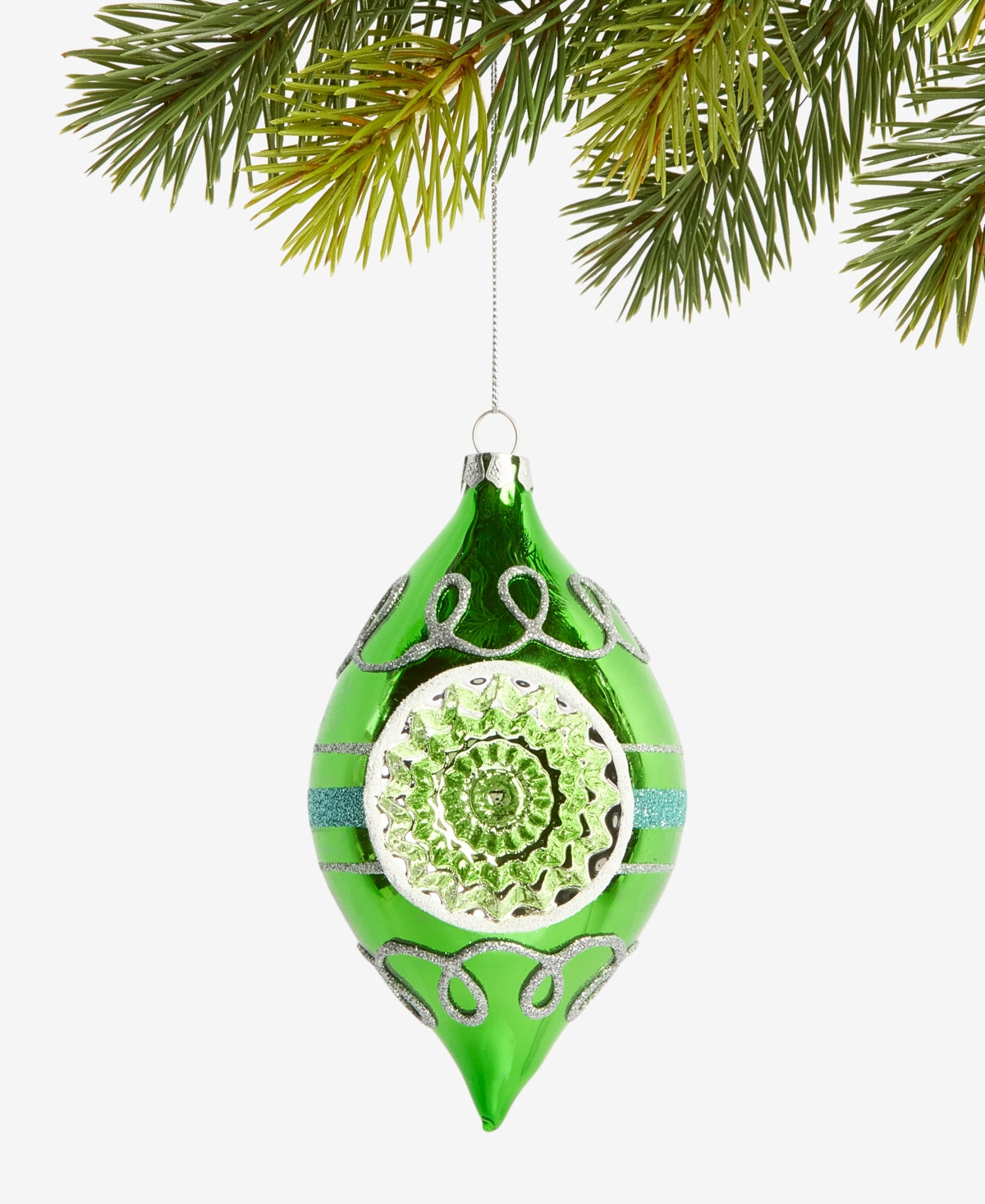 Holiday Lane Enchanted Emerald Green Reflector Finial Ornament, Macy's Exclusive In Multi