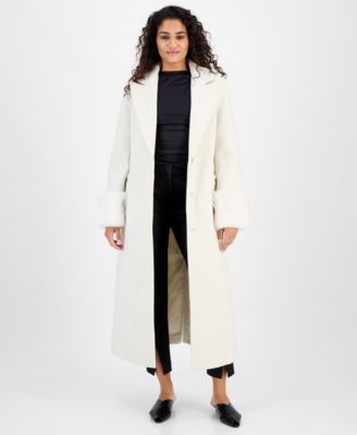 CeCe - Women's Notched-Collar Single-Breasted Maxi Coat