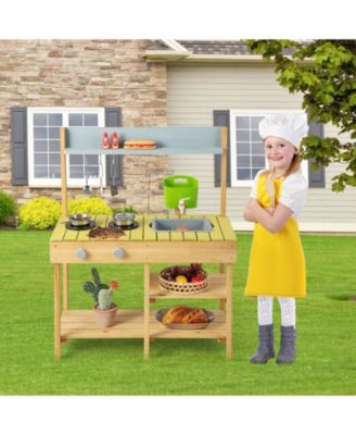 Backyard Pretend Play Toy Kitchen with Stove Top