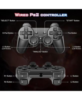 Wired Dual Vibration Game Controller for Sony PlayStation 2 – Ergonomic Design, 6FT Cable, High Precision Joysticks (Black)