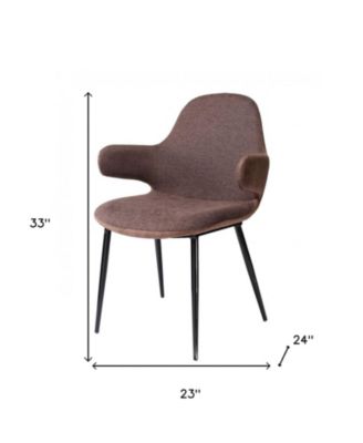 33" Stylish Brown Fabric and Faux Leather Accent Chair