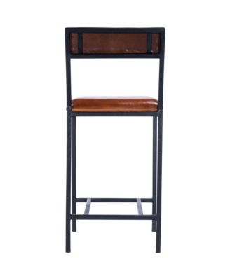Durable Wood and Iron Bar Stool for Kitchen, Bistro, or Patio Use