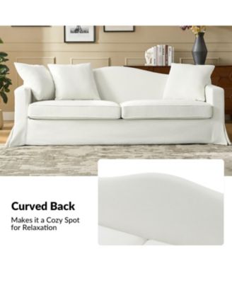 Traditional Antonio 83" Curved Back Slipcovered Sofa with Toss Pillows