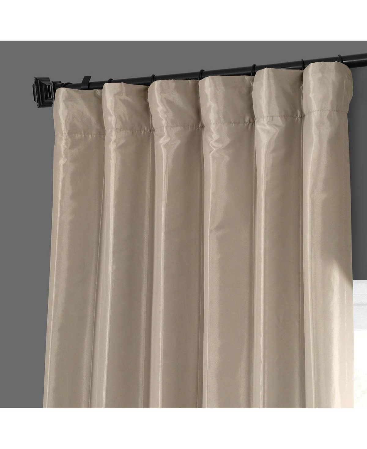 Half Price Drapes Antique Beige Solid Faux Silk Taffeta Room Darkening Curtain