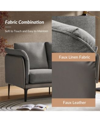 Vecent Modern Faux Leather-trimmed Fabric Sofa