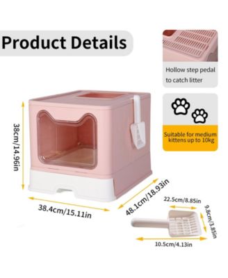 Cat Litter Boxes Pet Toilet with Scoop Drawer Top Opening