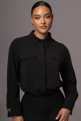 Women's Black Stella Button Up Shirt
