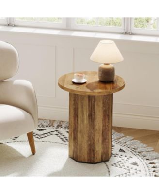 Round End Table for Living Room, Industrial Circle Side Table, Narrow Nightstand for Small Spaces, Living Room, Bedroom