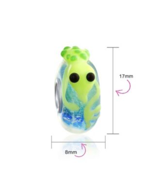 Lime Lizard & Toad Frog Lampwork Glass Charm Bead Sterling