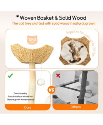 Solid Wood Cat Tree Tower for Indoor Cats With Soft Cushions