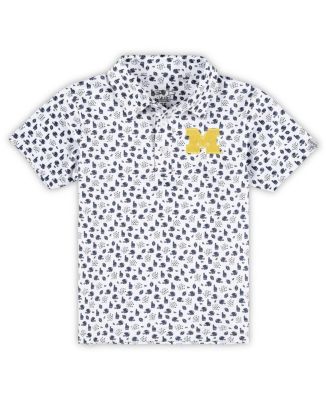 Garb - Toddler White Michigan Wolverines Earnest Allover Print Polo