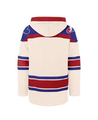 Men's Cream Montreal Expos Cooperstown Collection Superior Lacer Pullover Hoodie
