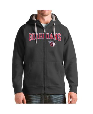 Antigua - Men's Charcoal Cleveland Guardians Wordmark Victory Full-Zip Hoodie