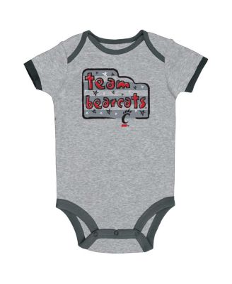 Baby Boys and Girls Black/Gray/White Cincinnati Bearcats Bodysuit Set 3-Pack