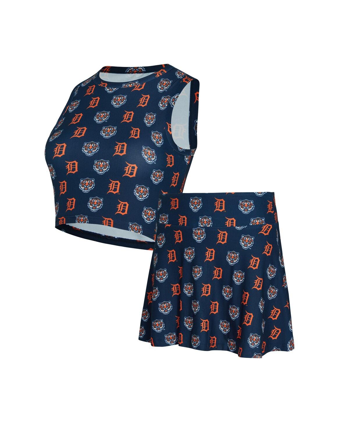 Women's Navy Detroit Tigers Knit Tank Top and Skort Set - Navy