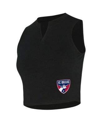 Women's Black FC Dallas Market Cropped Tri-Blend Tank Top