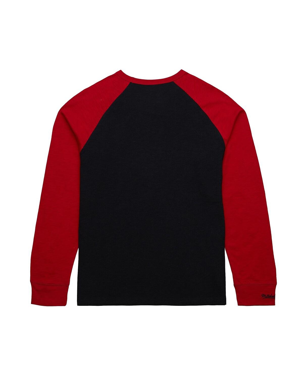 Mitchell & Ness Men's Black/red New Jersey Devils Legendary Slub Raglan Long Sleeve T-shirt