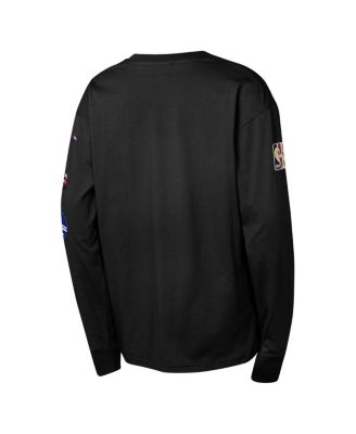 Big Boys and Girls Black Charlotte Hornets Hardwood Classic All Over Long Sleeve T-Shirt