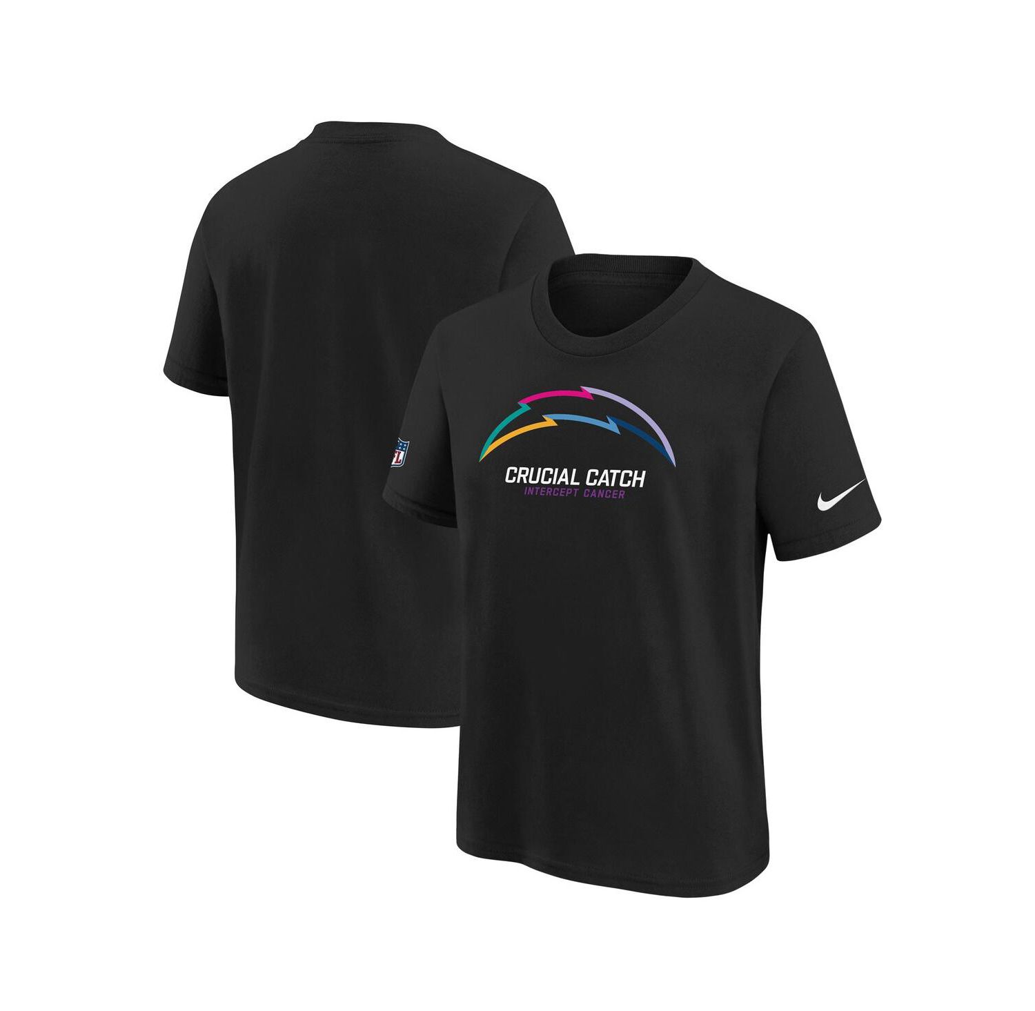 Big Boys and Girls Black Los Angeles Chargers 2024 NFL Crucial Catch T-Shirt