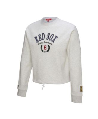 Women's Heather Gray Boston Red Sox Cropped Toggle Pullover Sweatshirt