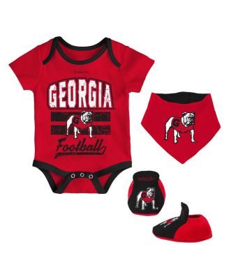 Baby Boys and Girls 3-Piece Red Georgia Bulldogs Bodysuit, Bib and Bootie Set