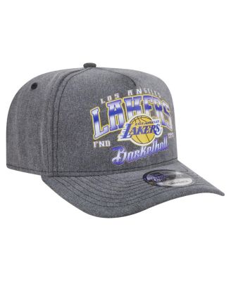 Men's Charcoal Los Angeles Lakers Throwback Washed Pre-Curved 9FIFTY Snapback Hat