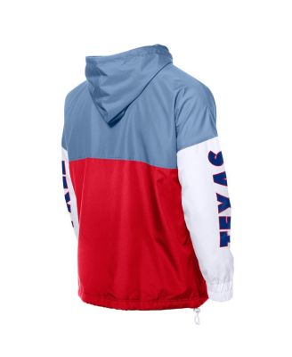 Men's Red/Light Blue Texas Rangers Color Block Full-Zip Hoodie Windbreaker Jacket