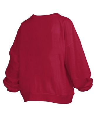 Women's Crimson Indiana Hoosiers Janise Arch Over Logo Waist Length Oversized Pullover Sweatshirt