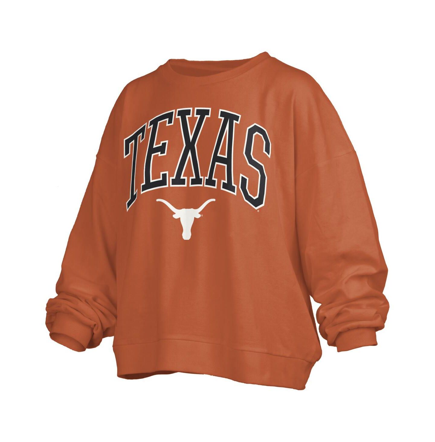 Женская толстовка Pressbox Texas Orange Texas Longhorns Janise Arch Over Logo Waist Length Oversized Pullover — фото 2