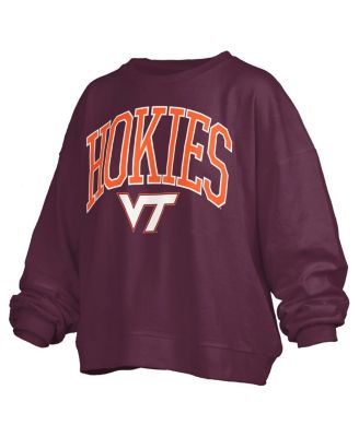 Women's Maroon Virginia Tech Hokies Janise Arch Over Logo Waist Length Oversized Pullover Sweatshirt